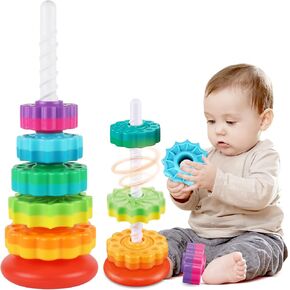 Baby Spinning Stacking Toys for Toddlers 1-3, Spinner Ring Stacker, Montessori Toys for Babies 6-12-18 Months, Autism Sensory Toy, 1 2 3 Year Old Girl or Boy Christmas Birthday Gifts
