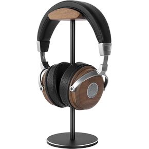 Headphone Stand Headset Holder with Walnut Wood and Solid Metal, Headphone Hook Adjustable Design Headset Stand Compatible with all Headphone Sizes (Walnut)