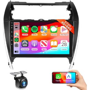 8-Core 4G+64G Car Stereo Radio for Toyota Camry 2012 2013 2014 with Wireless CarPlay Android Auto DPS/46EQ 10.1" 1280 * 720P IPS Touchscreen Bluetooth5.0 GPS WiFi/4G SWC AHD Backup Camera