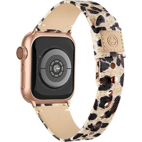 Recoppa Fabric Cloth Band Compatible with Apple Watch 45mm 44mm 42mm 41mm 40mm 38mm, Canvas Strap with Soft Genuine Leather Lining and Snap Button for Apple iWatch Series 8/7/6/5/4/3/2/1/SE