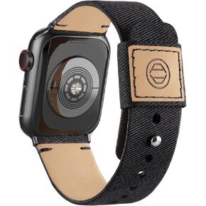 Recoppa Fabric Cloth Band Compatible with Apple Watch 45mm 44mm 42mm 41mm 40mm 38mm, Canvas Strap with Soft Genuine Leather Lining and Snap Button for Apple iWatch Series 8/7/6/5/4/3/2/1/SE in Kuwait