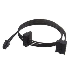 SATA Power Cable for Lenovo Motherboard, ATX Mini 4 Pin to 2X Right-Angle SATA Hard Drive HDD Adapter 18-inch(46cm), Black