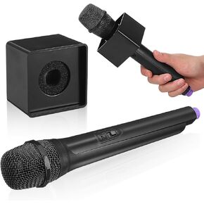 Gadpiparty Fake Microphone Model 2pcs Realistic Mic Toy Fake Microphone with Mic Flag Station for Kids Pretend Play Party Favors