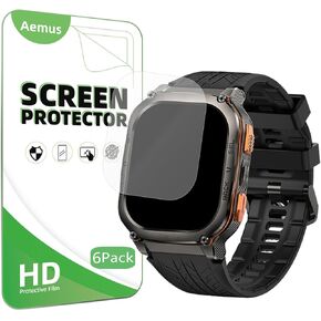 Screen Protector Compatible for AMAZTIM M3 Smart Watch 2" (6 Pack) PET Clear Film, Compatible for KOSPET Tank M3 Ultra 1.96" Smart Watch