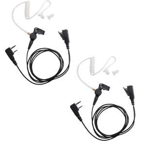 Walkie Talkie Earpiece Headset with Mic PTT for Kenwood Puxing Wouxun Hytera Two Way Radio 2 pin with Nipple Covert Acoustic Tube，2 Pack