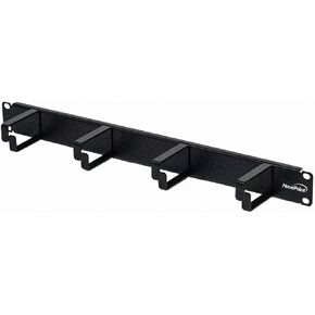 NavePoint 1U Horizontal 19-Inch Rack Mount Cable Management Panel with 4 D-Rings 2-Inches Deep Black 2-Pack