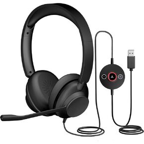 Cyber Acoustics CA Essential ANC & ENC USB Headset (HS-1500USB) – Professional USB Headset with Advanced Noise-Cancelation Technology, in-line Controls, Comfortable
