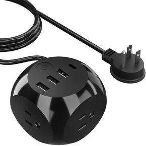 Ceptics USB Power Strip - Surge Protection - Small & Compact Travel Size - Grounded Dual USB + USB-C - Input - Powerful 21W Total, Charging Hub Station, 5 Feet Cord
