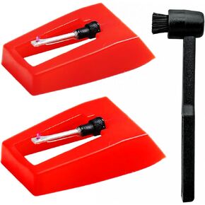 2pcs Turntable Record Player Needles with Stylus Cleaning Brush, Record Replacement Stylus for Crosley, Victrola, 1byone, Jenson, Boytone, And More Vinyl Turntables