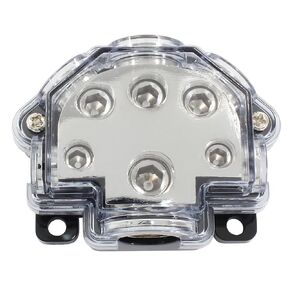 5 Way Amp Power Distribution Block, 0/2/4 Gauge in 2/4/8 Gauge Out Amp Distribution Block Splitter for Car Boat Audio(1 in 5 Out)