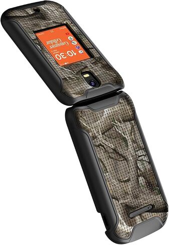 Nakedcellphone Holster Series for Consumer Cellular IRIS Flip Phone Case, Slim Hard Shell Cover and Belt Clip Holder Combination - Bush Camo in Saudi Arabia