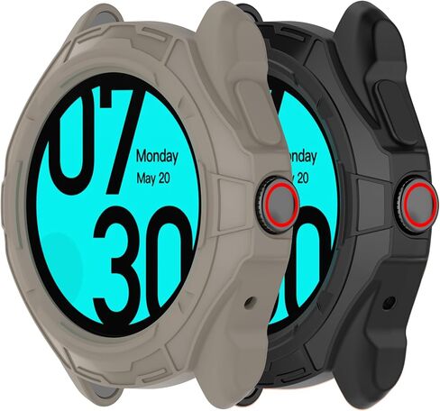 Chofit Intended for Ticwatch Pro 5 Case Ultra-Thin TPU Rugged Bumper Frame Durable Protective Shell for Ticwatch Pro 5 Cover Case Smartwatch Accessories (Black&Black) in Kuwait