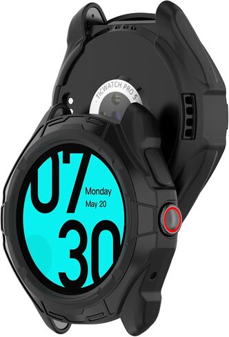 Chofit Intended for Ticwatch Pro 5 Case Ultra-Thin TPU Rugged Bumper Frame Durable Protective Shell for Ticwatch Pro 5 Cover Case Smartwatch Accessories (Black&Black) in Kuwait