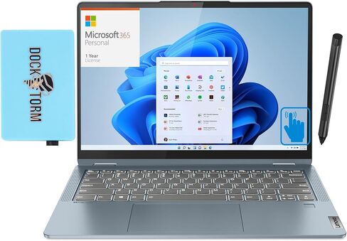 كمبيوتر محمول Lenovo Flex 7i Home & Business 2 في 1 (Intel i7-1355U 10-Core، ذاكرة الوصول العشوائي 16 جيجابايت، 2 تيرابايت PCIe SSD، Intel Iris Xe، 14.0 بوصة 60 هرتز لمس 2240x1400، Win 11 Pro) مع MS 365 Personal، Dockztorm Hub in Saudi Arabia