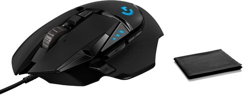 Logitech G502 SE HERO High Performance RGB Wired Gaming Mouse, HERO 16K Sensor, 11 Programmable Buttons, Adjustable Weights, LIGHTSYNC RGB, Onboard Memory, Tilt Wheel, Black, includes Cloth in Saudi Arabia