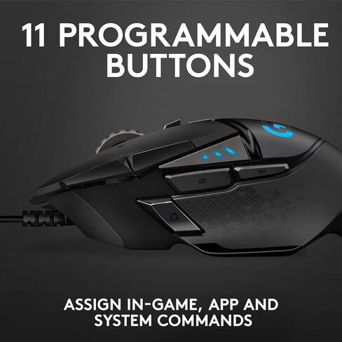 Logitech G502 SE HERO High Performance RGB Wired Gaming Mouse, HERO 16K Sensor, 11 Programmable Buttons, Adjustable Weights, LIGHTSYNC RGB, Onboard Memory, Tilt Wheel, Black, includes Cloth in Saudi Arabia