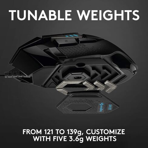 Logitech G502 SE HERO High Performance RGB Wired Gaming Mouse, HERO 16K Sensor, 11 Programmable Buttons, Adjustable Weights, LIGHTSYNC RGB, Onboard Memory, Tilt Wheel, Black, includes Cloth in Saudi Arabia