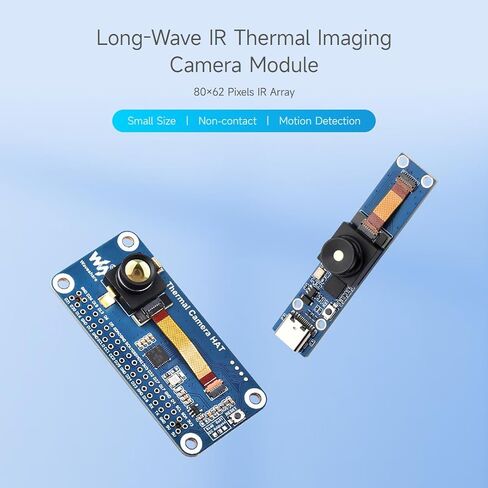 وحدة كاميرا التصوير الحراري Waveshare طويلة الموجة بالأشعة تحت الحمراء، 80 × 62 بكسل، مجال رؤية 45 درجة، متوفرة بمنفذ من النوع C in Saudi Arabia
