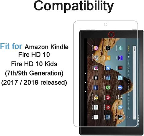 Screen Protector for Amazon Fire HD 10 2019 Tablet 10.1 inch (9th and 7th Generation, 2019 and 2017 Release) Tempered Glass[ Not fit Fire HD 10 2021 Version] High Definition in Saudi Arabia