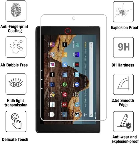 Screen Protector for Amazon Fire HD 10 2019 Tablet 10.1 inch (9th and 7th Generation, 2019 and 2017 Release) Tempered Glass[ Not fit Fire HD 10 2021 Version] High Definition in Saudi Arabia
