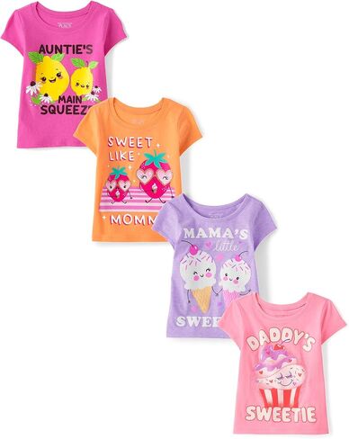 The Children's Place Baby Girls' and Toddler Family,mom,dad,sibiling Long Sleeve Graphic T-shirts,multipacks in Saudi Arabia
