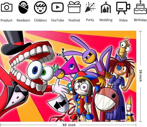 خلفية عيد ميلاد السيرك الرقمي المذهلة، لافتة عيد ميلاد مقاس 5 × 3 أقدام لتزيين لوازم حفلات الأطفال in Kuwait