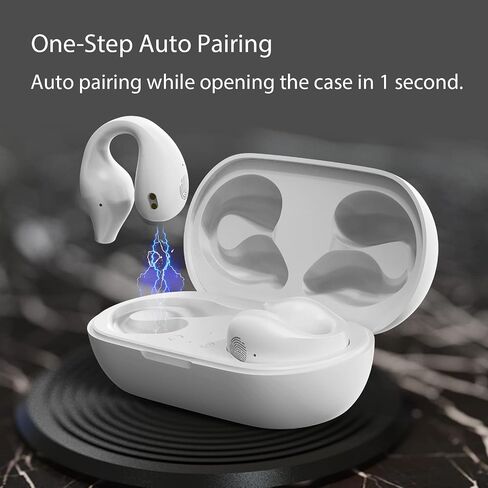 Open Ear Headphones,Wireless Bluetooth Earbuds,Sport Earbuds,Bluetooth 5.2 Clip-on Earphones,32 Hours Playtime with Case, Workout Headphones (Pure White, LED Display) in Saudi Arabia