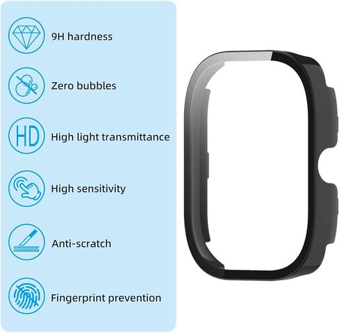 حافظة مكونة من قطعتين لساعة Redmi Watch 4، غطاء صلب من البولي كربونات عالي الدقة وواقي شاشة مقوى فائق النحافة ومضاد للخدش وتغطية كاملة لساعة Redmi Watch 4 الذكية، أسود in Kuwait