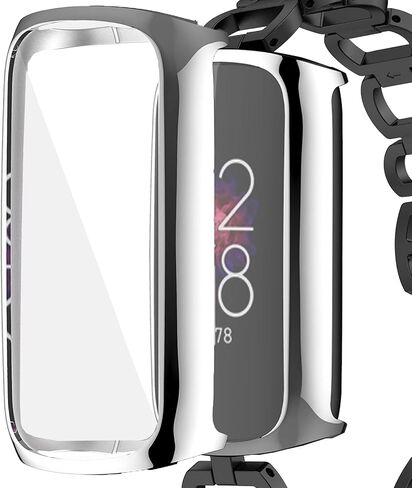 حافظة فضية لحماية الشاشة من Fitbit Luxe متوافقة مع NINKI، غطاء حماية كامل من مادة TPU الناعمة من أجل Fitbit Luxe/Fitbit Luxe إصدار خاص لملحقات الساعة الذكية لتتبع اللياقة البدنية (فضي) in Kuwait