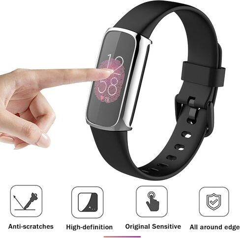 حافظة فضية لحماية الشاشة من Fitbit Luxe متوافقة مع NINKI، غطاء حماية كامل من مادة TPU الناعمة من أجل Fitbit Luxe/Fitbit Luxe إصدار خاص لملحقات الساعة الذكية لتتبع اللياقة البدنية (فضي) in Kuwait