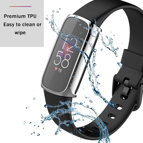 حافظة فضية لحماية الشاشة من Fitbit Luxe متوافقة مع NINKI، غطاء حماية كامل من مادة TPU الناعمة من أجل Fitbit Luxe/Fitbit Luxe إصدار خاص لملحقات الساعة الذكية لتتبع اللياقة البدنية (فضي) in Kuwait