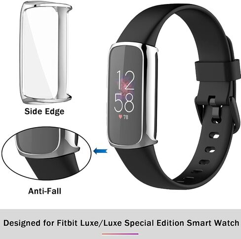 حافظة فضية لحماية الشاشة من Fitbit Luxe متوافقة مع NINKI، غطاء حماية كامل من مادة TPU الناعمة من أجل Fitbit Luxe/Fitbit Luxe إصدار خاص لملحقات الساعة الذكية لتتبع اللياقة البدنية (فضي) in Kuwait