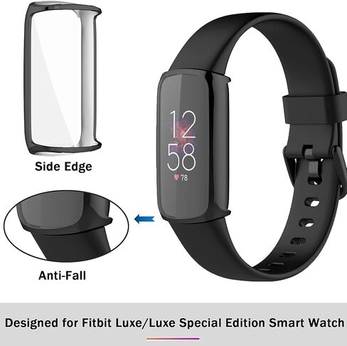 NINKI Compatible Fitbit Luxe Screen Protector Silver Case,Full Coverage Soft TPU Cover Protector Bumper Case for Fitbit Luxe/Fitbit Luxe Special Edition Fitness Tracker SmartWatch Accessories(Silver) in Saudi Arabia