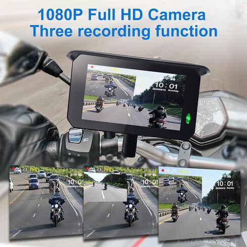 مسجل كاميرا دراجة نارية PARKVISION - 5 بوصة مقاوم للماء للدراجات النارية Carplay Android Auto - كاميرا تسجيل عالية الدقة 1080 بكسل - شاشة لمس IPS محمولة - تسجيل حلقة G-Sensor بسعة 64 جيجابايت in Kuwait