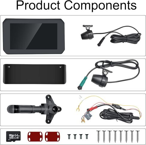 مسجل كاميرا دراجة نارية PARKVISION - 5 بوصة مقاوم للماء للدراجات النارية Carplay Android Auto - كاميرا تسجيل عالية الدقة 1080 بكسل - شاشة لمس IPS محمولة - تسجيل حلقة G-Sensor بسعة 64 جيجابايت in Kuwait