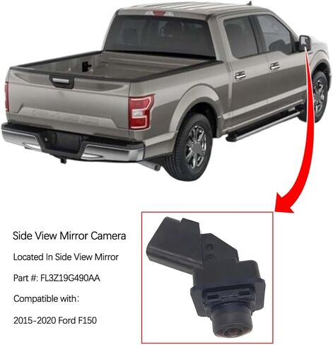 كاميرا مرآة الرؤية الجانبية متوافقة مع 2015-2020 Ford F150، استبدال كاميرا مرآة الباب FL3T-19J220-AC FL3T19J220AC FL3Z-19G490-AA in Kuwait