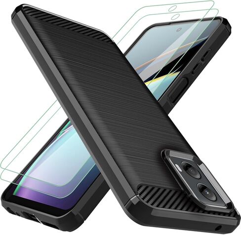 حافظة لهاتف Moto G-5G 2024: مع قطعتين واقي شاشة مرن ممتص للصدمات من مطاط TPU لهاتف Motorola Moto G 5G 2024 غطاء هاتف (أسود) in Kuwait