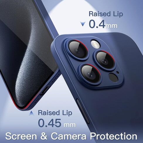JETech Ultra Slim (0.35mm Thin) Case for iPhone 15 Pro Max 6.7-Inch, Camera Lens Cover, Lightweight Matte Finish PP Hard Minimalist Case, Support Wireless Charging (Black Titanium) in Saudi Arabia