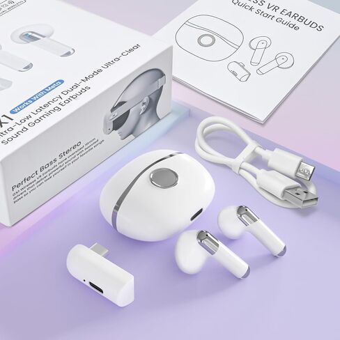سماعات أذن لاسلكية للألعاب من Lampelc، اتصال مزدوج لسماعات الواقع الافتراضي، دونجل USB-C متوافق مع Meta Quest 3، Quest 2، الكمبيوتر الشخصي، Switch، Steam Deck in Kuwait