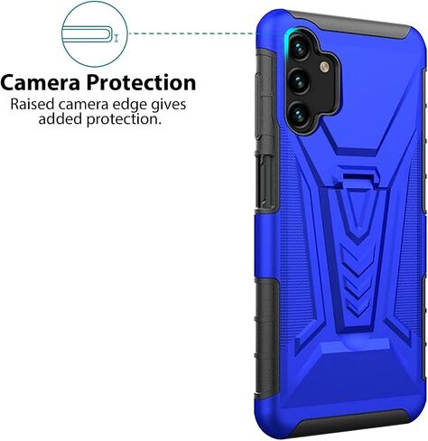 TJS Compatible for Samsung Galaxy A14 5G Case, with Tempered Glass Screen Protector, Belt Clip Holster Hybrid Kickstand Heavy Duty Drop Protector Cover Phone Case (Black) in Saudi Arabia