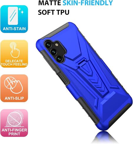 TJS Compatible for Samsung Galaxy A14 5G Case, with Tempered Glass Screen Protector, Belt Clip Holster Hybrid Kickstand Heavy Duty Drop Protector Cover Phone Case (Black) in Saudi Arabia