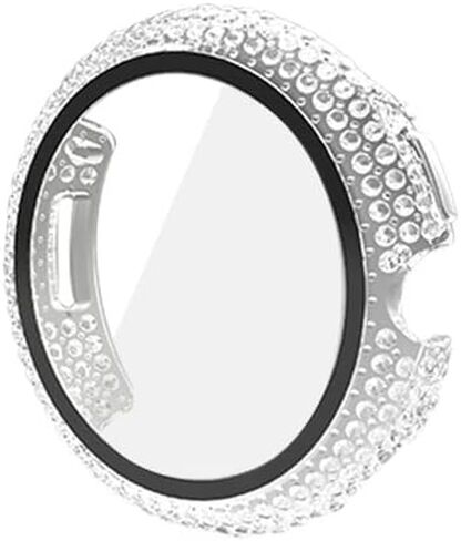 Compatible for Google Pixel Watch Case Full Diamond Hard PC Plating Bumper with Tempered Glass Screen Protector Bling Crystal Diamonds Shiny Glitter Frame Case Cover for Google Pixel Watch (Black) in Saudi Arabia