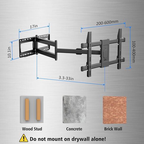 TV Wall Mount for 32-80 Inch TVs, TV Mount with Swivel,and Extension, Full Motion TV Bracket with Long Articulating Arms, Fits 8,16inch Wood Studs, Max VESA 600X400mm, Load Capacity 132lbs in Kuwait