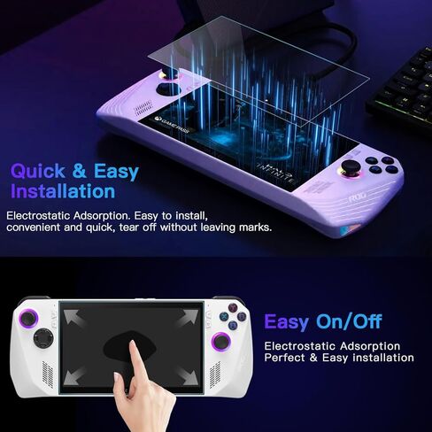 PYS [𝟐𝟎𝟐𝟒 𝐍𝐞𝐰 𝐕𝐞𝐫𝐬𝐢𝐨𝐧] واقي شاشة AR مكون من قطعتين مصمم لجهاز ASUS ROG Ally 2023 / MSI Claw A1M محمول باليد 7 بوصة 2024، [8K Ultra HD، 0 وهج] [مخرج الشاشة الأصلي] in Kuwait