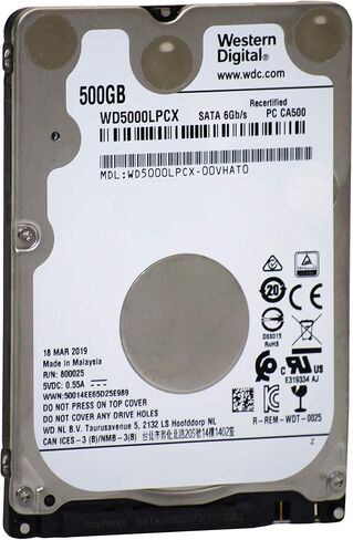 محرك الأقراص الصلبة المحمول WD Blue سعة 500 جيجابايت - 5400 دورة في الدقيقة SATA 6 جيجابايت/ثانية 7.0 ملم 2.5 بوصة - WD5000LPCX (متجدد) in Kuwait