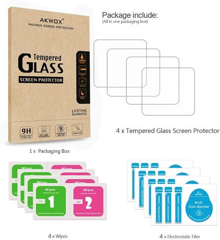 AKWOX (عبوة من 4) واقي شاشة من الزجاج المقوى لـ Garmin Forerunner 920XT، [0.3 مم 2.5D عالي الوضوح 9H] واقي شاشة شفاف ممتاز لـ Garmin Forerunner 920XT in Kuwait