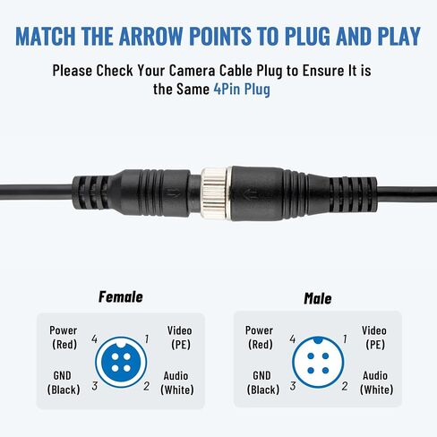 EWAY 4 دبوس كابل تمديد الطيران (50FT/15M) سلك الكاميرا الاحتياطية فيديو السيارة 4PIN سلك موصل الطيران للمركبة سيارة التخييم حافلة فان شاحنة متنقل مقطورة RV عكس الرؤية الخلفية نظام CCTV in Kuwait