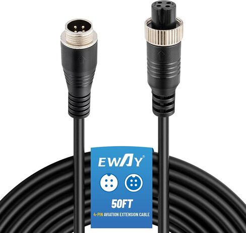 EWAY 4 دبوس كابل تمديد الطيران (50FT/15M) سلك الكاميرا الاحتياطية فيديو السيارة 4PIN سلك موصل الطيران للمركبة سيارة التخييم حافلة فان شاحنة متنقل مقطورة RV عكس الرؤية الخلفية نظام CCTV in Kuwait