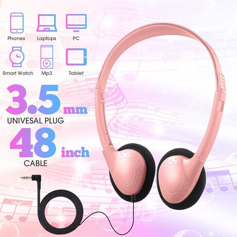 Chumia 40 Pack Class Set Headphones for Kids Students School Earphones On Ear Bulk Classroom Headsets Adjustable with 3.5 mm Headphone Plug for Children Boys Girls Adults, Office Supplies, Colored in Saudi Arabia