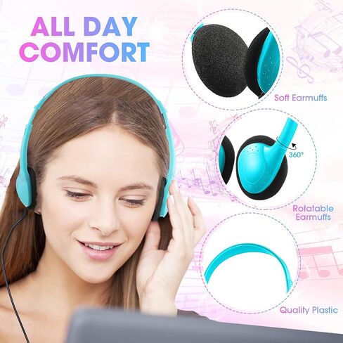 Chumia 40 Pack Class Set Headphones for Kids Students School Earphones On Ear Bulk Classroom Headsets Adjustable with 3.5 mm Headphone Plug for Children Boys Girls Adults, Office Supplies, Colored in Saudi Arabia